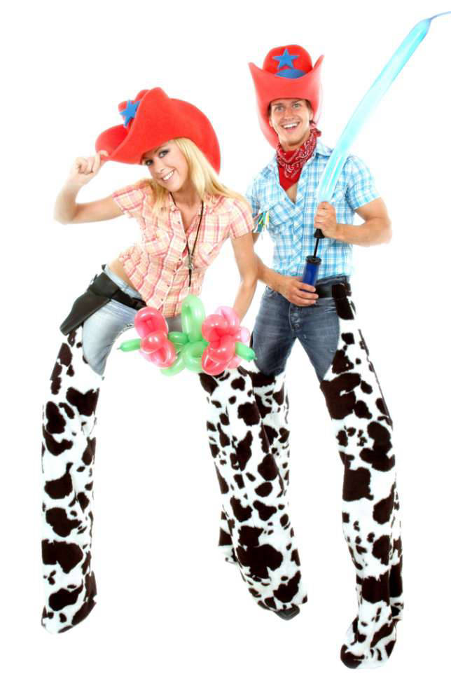 Cowboy and Cowgirl Wild West Stilt Walkers