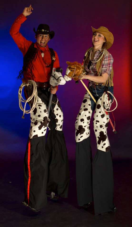 Cowboy and Cowgirl Wild West Stilt Walkers